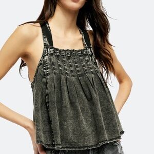 Free People size M black wash denim sleeveless top